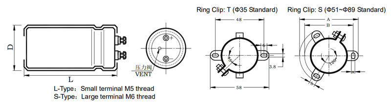 screw terminal type capacitor construction